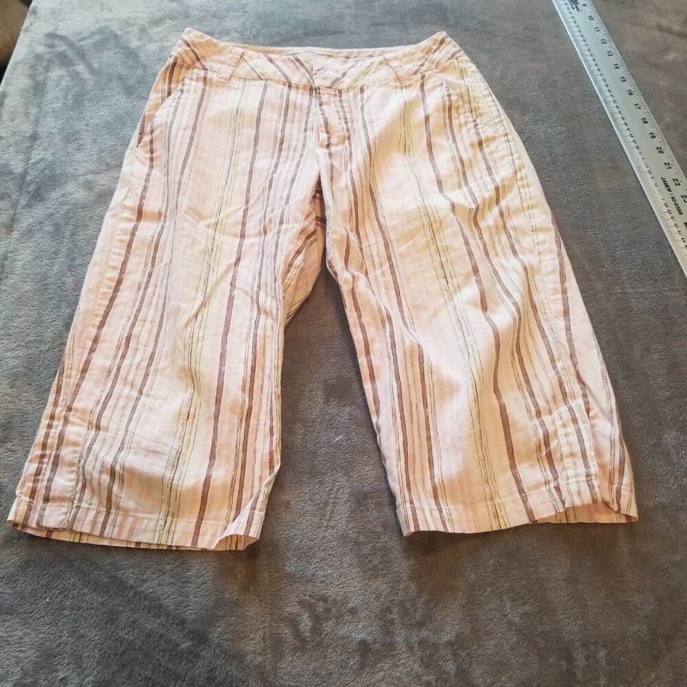 Patagonia Women's Casual Mid-Rise Bermuda Shorts Fly Zip Striped Multicolor Sz 4